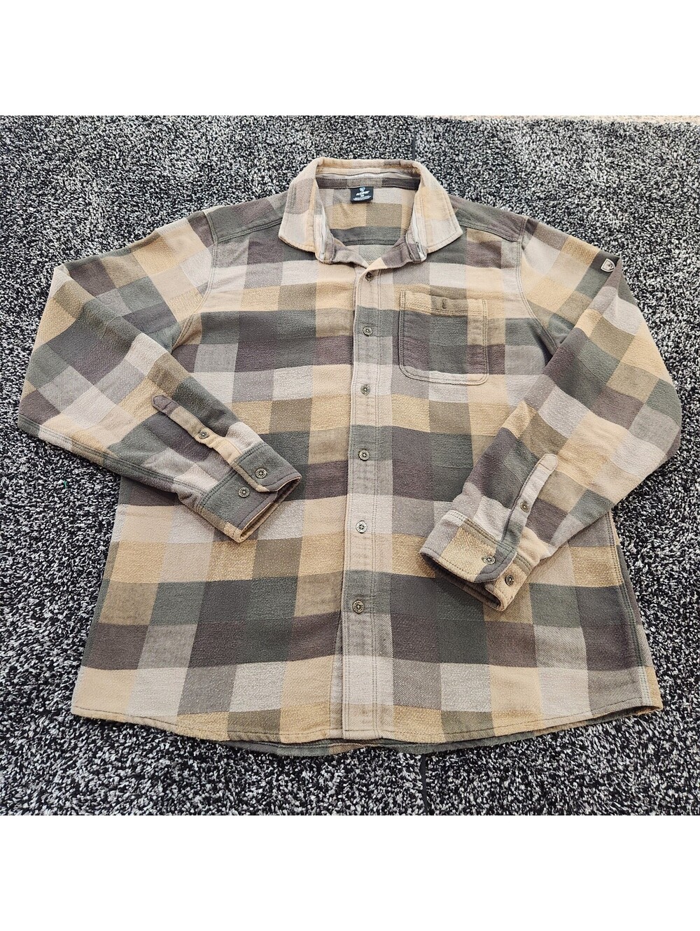 Kuhl Mens Medium M Button Down Flannel Shirt Plaid Check Earth Tone Hiking - Picture 2 of 9